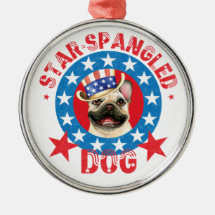 Patriottisch Frenchie Metaal Ornament