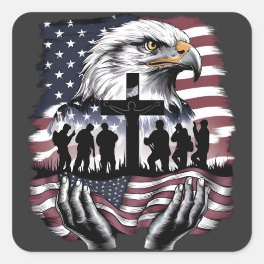 Patriottisch Gedenkteken Vierkante Sticker (Voorkant)