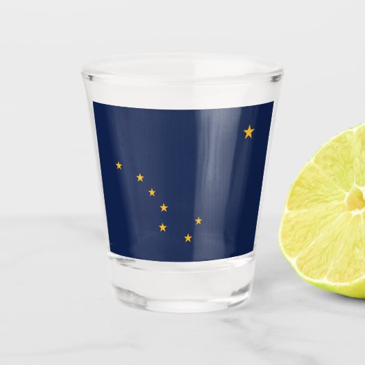 Patriottisch geschoten glas met vlag van Alaska, U (Voorkant)