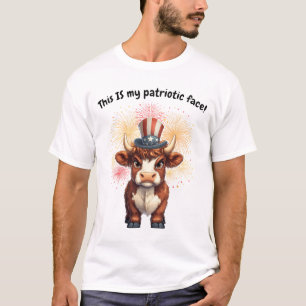 Patriottisch gezicht chagrijnige hoogland koe t-shirt