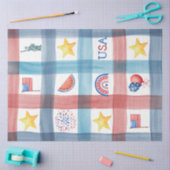 Patriottisch Gingham Amerika 4 juli Zomer Tissuepapier (Craft)