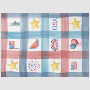 Patriottisch Gingham Amerika 4 juli Zomer Tissuepapier