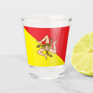 Patriottisch glas met vlag van Sicilië, Italië