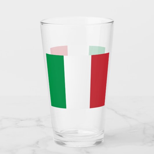 Patriottisch glazen beker met vlag van Italië (Voorkant)