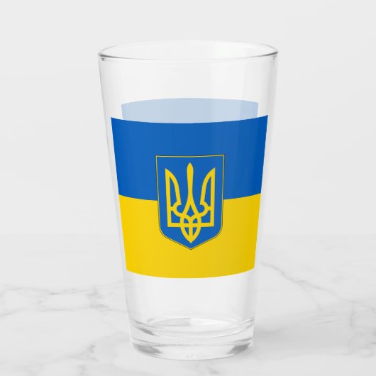 Patriottisch glazen beker met vlag van Oekraïne (Achterkant)