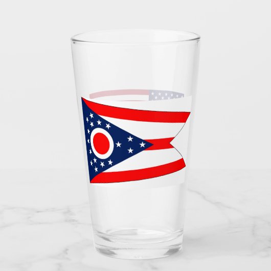 Patriottisch glazen beker met vlag van Ohio (Voorkant)