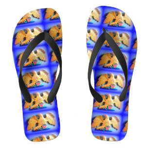 patriottisch goudarend blauw teenslippers