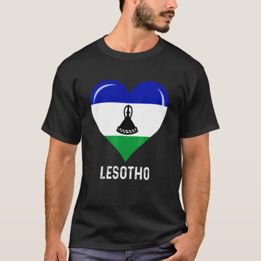 Patriottisch hart Lesotho vlag Retro verhit T-shirt (Voorkant)