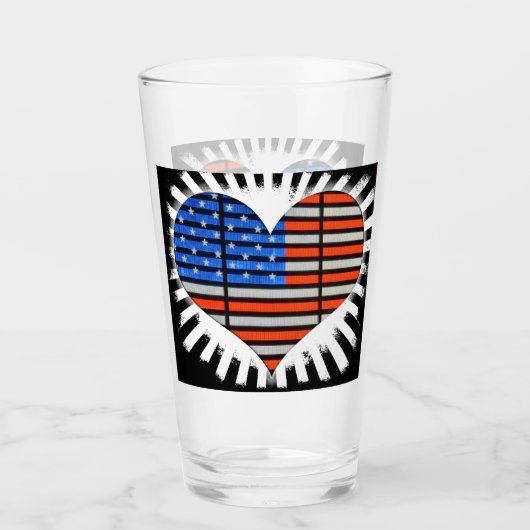 Patriottisch hart Vormde Amerikaanse vlag Glas (Voorkant)