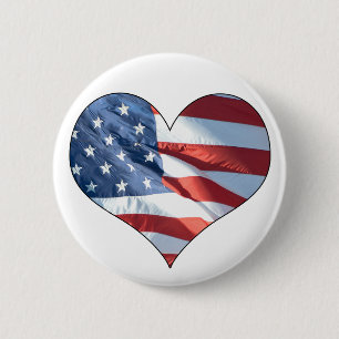 Patriottisch hart Vormde Amerikaanse vlag Ronde Button 5,7 Cm