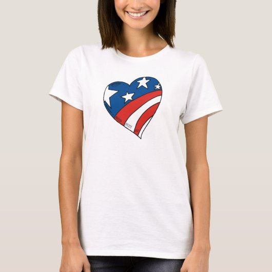 Patriottisch hemd voor het hart t-shirt (Voorkant)