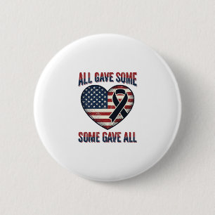 Patriottisch Herdenkingshartlint Veteranen T-shirt Ronde Button 5,7 Cm
