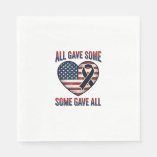 Patriottisch Herdenkingshartlint Veteranen T-shirt Servet