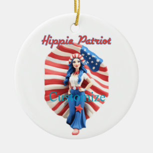 Patriottisch Hippie Meisje Thunder_Cove Keramisch Ornament