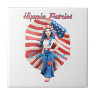 Patriottisch Hippie Meisje Thunder_Cove Tegeltje