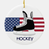 Patriottisch Hockey Schaats Design Ornament (Achterkant)