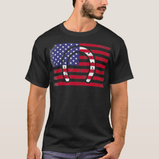 Patriottisch Hoefijzer Amerikaanse vlag 4 juli ani T-shirt