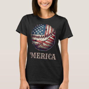 Patriottisch Honkbal 4 juli Amerika Amerikaans T-shirt