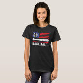Patriottisch honkbal op 4 juli de Amerikaanse vlag T-shirt (Voorkant volledig)