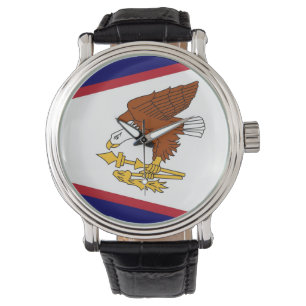 Patriottisch horloge met vlag van Amerikaans-Samoa