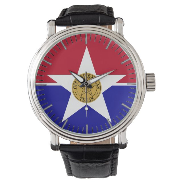 Patriottisch horloge met vlag van Dallas (Voorkant)