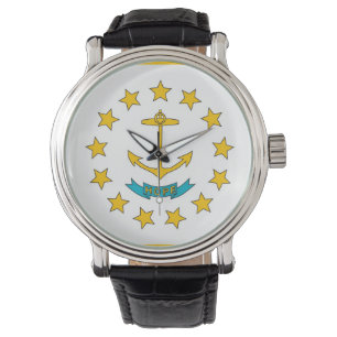 Patriottisch horloge met vlag van Rhode Island