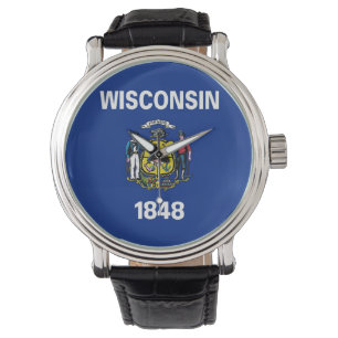 Patriottisch horloge met vlag van Wisconsin