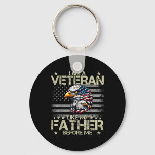 Patriottisch Ik ben een veteraan zoals mijn vader Sleutelhanger