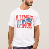 Patriottisch Illinois Rood en Blauw Boho T-shirt (Voorkant)