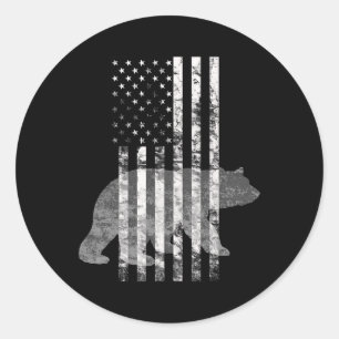 Patriottisch Jagen Beer Amerikaanse Vlag Jagers Ronde Sticker