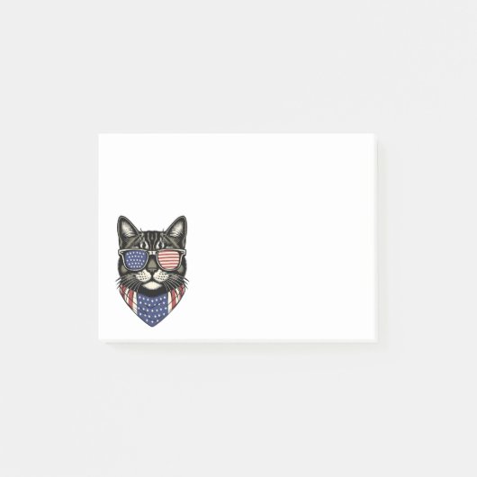 Patriottisch Kat Crazy Cat Lady Amerikaanse vlag Post-it® Notes (Voorkant)