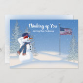 Patriottisch kerstfeest Snowman Saluting, Kaart (Voorkant / Achterkant)