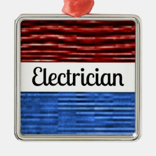 Patriottisch kerstornament voor elektriciens metalen ornament