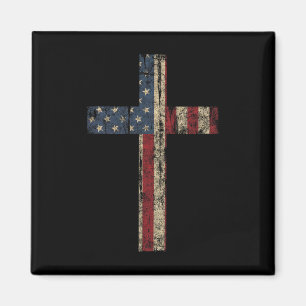 Patriottisch Kruis - Amerikaanse vlag Geloof is on Magneet