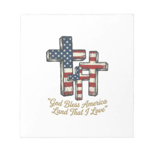 Patriottisch kruis God zegene Amerika shirt ontwer Notitieblok