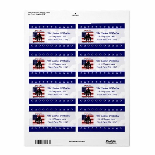 Patriottisch land met gratis verzendlabel (Full Sheet)