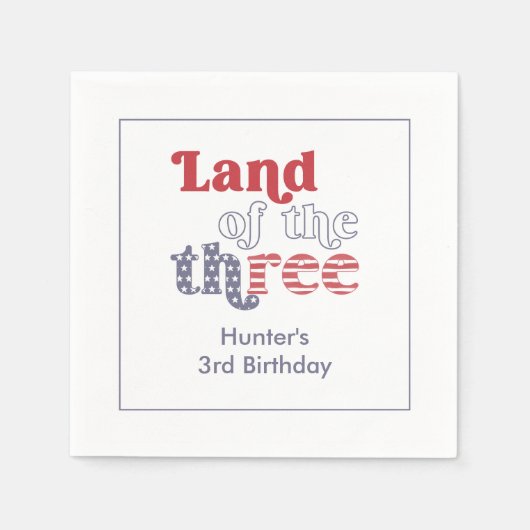 Patriottisch Land van het Drie 3e Verjaardagsfeest Servet (Voorkant)