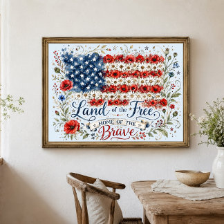 Patriottisch Land Van Vrije Thuis van Dappere Vlag Poster