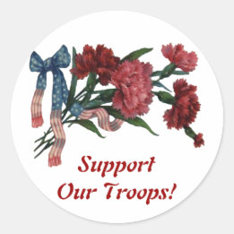 patriottisch lint en bloemen ronde sticker