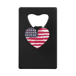 Patriottisch Meisje Amerikaanse Vlag Hart 4 juli R Kredietkaart Flessenopener