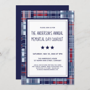 Patriottisch, Memorial Day, Summer, Cookout Invite Kaart