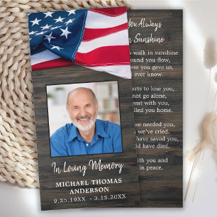 Patriottisch Memorial US Flag Funeral Prayer Bladw
