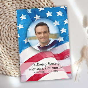 Patriottisch Memorial US Flag Photo Veteran Funera Bedankkaart