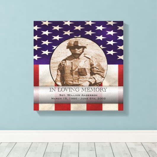 Patriottisch Militair Aangepast Gepersonaliseerd G Canvas Afdruk (Insitu (Houten vloer))