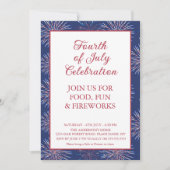 Patriottisch Modern 4 juli Vuurwerkfeest Kaart (Voorkant)