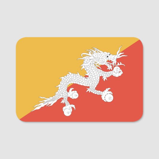 Patriottisch naamplaatje met vlag van Bhutan (Voorkant)