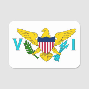 Patriottisch naamplaatje met vlag van Maagdeneilan