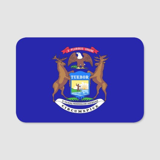 Patriottisch naamplaatje met vlag van Michigan (Voorkant)