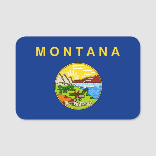 Patriottisch naamplaatje met vlag van Montana (Voorkant)