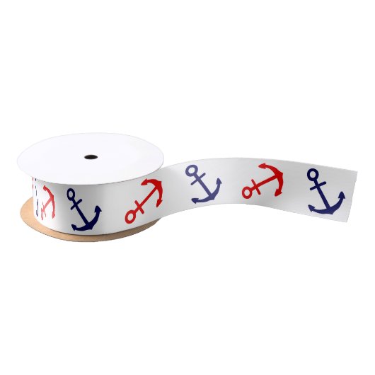 Patriottisch Nautical Anchor Ribbon Lint (Spoel)